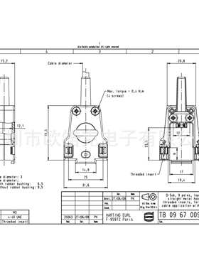 HARTING浩亭09670090322哈丁 D-Sub 超小型D连接器 接口连接器