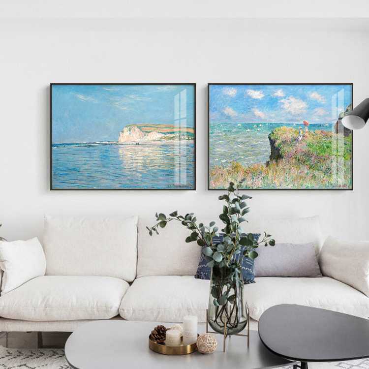 莫奈客厅装饰画沙发后面的玄关壁画现代卧室饭厅墙画日出印象挂画