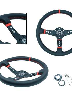 跨镜热销14英寸SP汽车改装快拆方向盘通用九孔中凹个性赛车转向盘