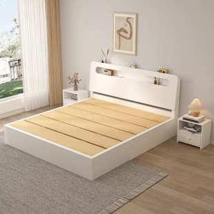 加厚大铺板实木床现代简约1.8米双人床主卧榻榻米出租房单人床架