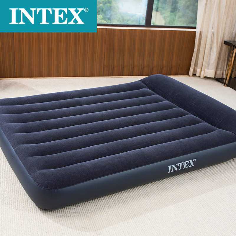 intex 双人现代成人充气床垫内置枕头植绒64142充气户外气垫