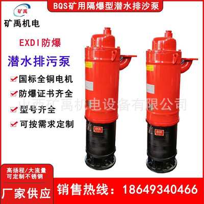厂家直供 bqs矿用隔爆型潜水排沙泵 BQS12.5-80-5.5KW 防爆污水泵