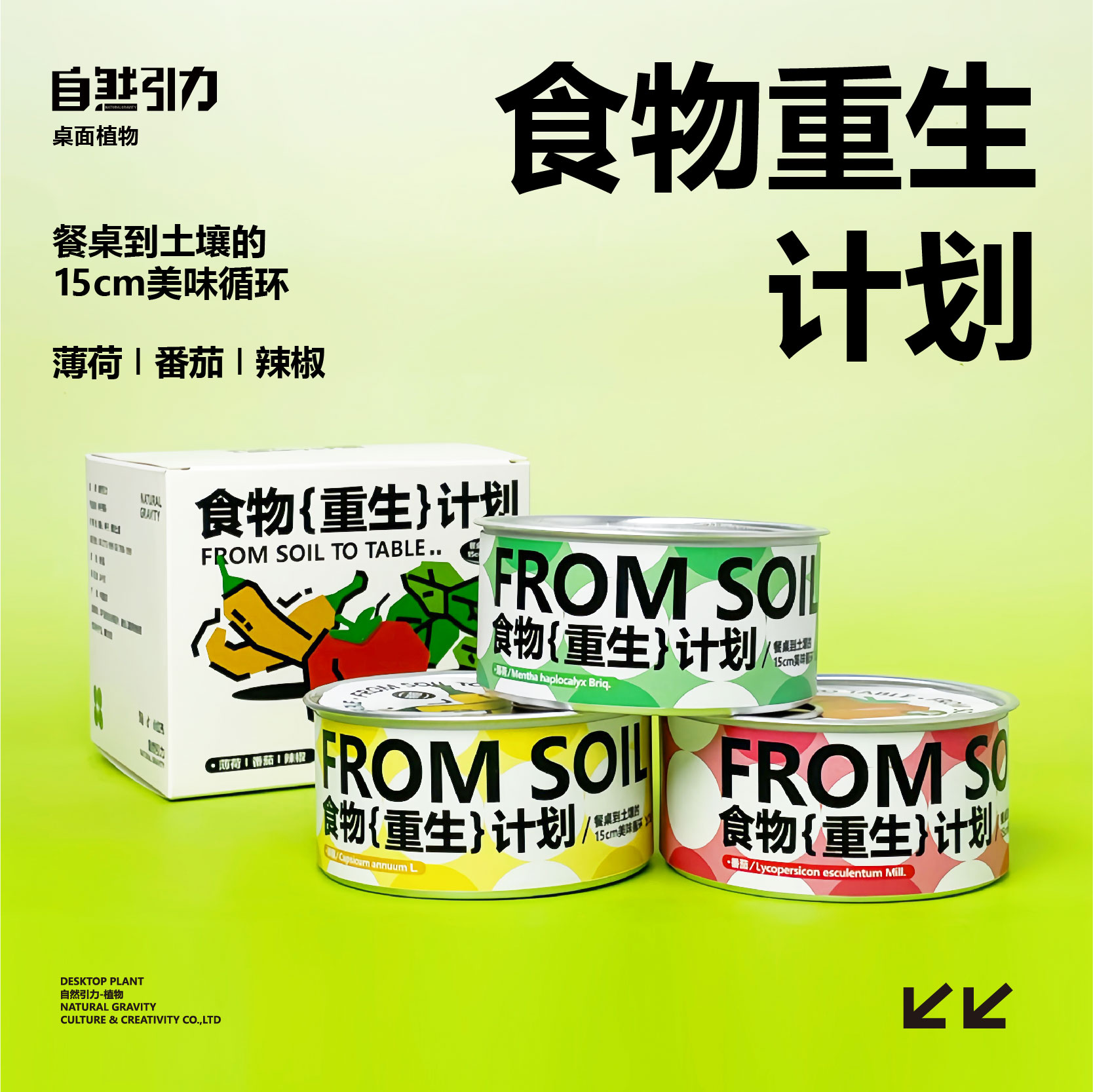 自然引力-办公室创意罐头植物桌面绿植番茄薄荷辣椒种子创意礼物
