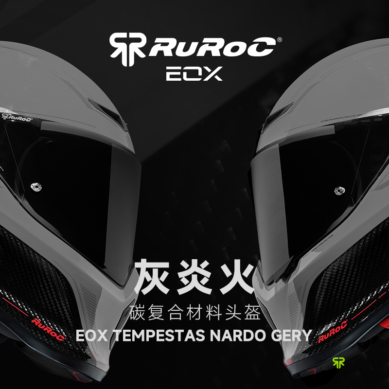 新品官方Ruroc鲁洛头盔EOX灰炎火Gery碳复合材料机车头盔罗宁摩托