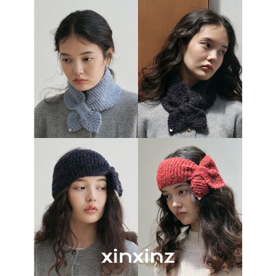 xinxinz/芯心子秋冬手工针织蝴蝶结领发带多功能围巾两用韩版头饰