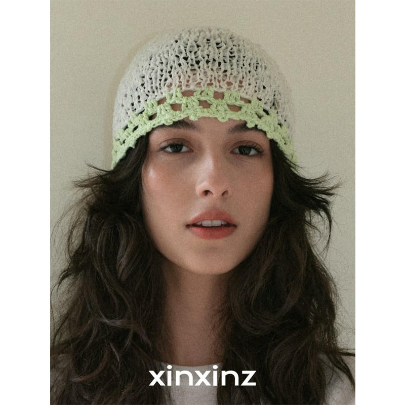 xinxinz/芯心子透视透气千禧街头风冷帽雅痞瓜皮帽手工镂空显头圆