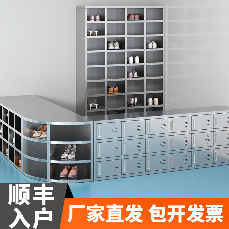 加厚304不锈钢员工鞋柜无尘净化车间食品工厂换鞋凳带门可坐人