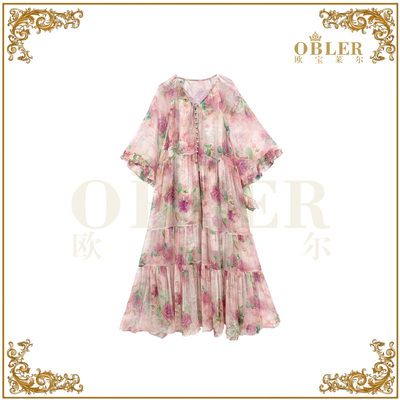 【欧宝莱尔】时尚气质轻奢优雅真丝连衣裙114-24373