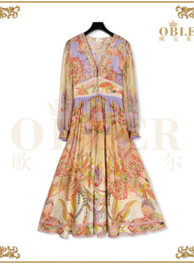 【欧宝莱尔】OBLE新款时尚气质轻奢夏季真丝连衣裙305-24319