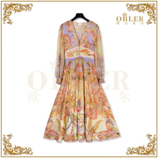 【欧宝莱尔】OBLE新款时尚气质轻奢夏季真丝连衣裙305-24319