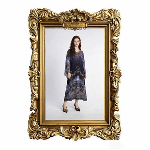 【欧宝莱尔】新款气质时尚轻奢女装印花桑蚕丝连衣裙306-S-0115-5