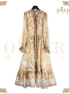 OBLE2025新款时尚气质轻奢优雅真丝女装连衣裙305-24154