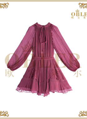 OBLE2025夏季新款轻奢气质新款长袖连衣裙305-25253