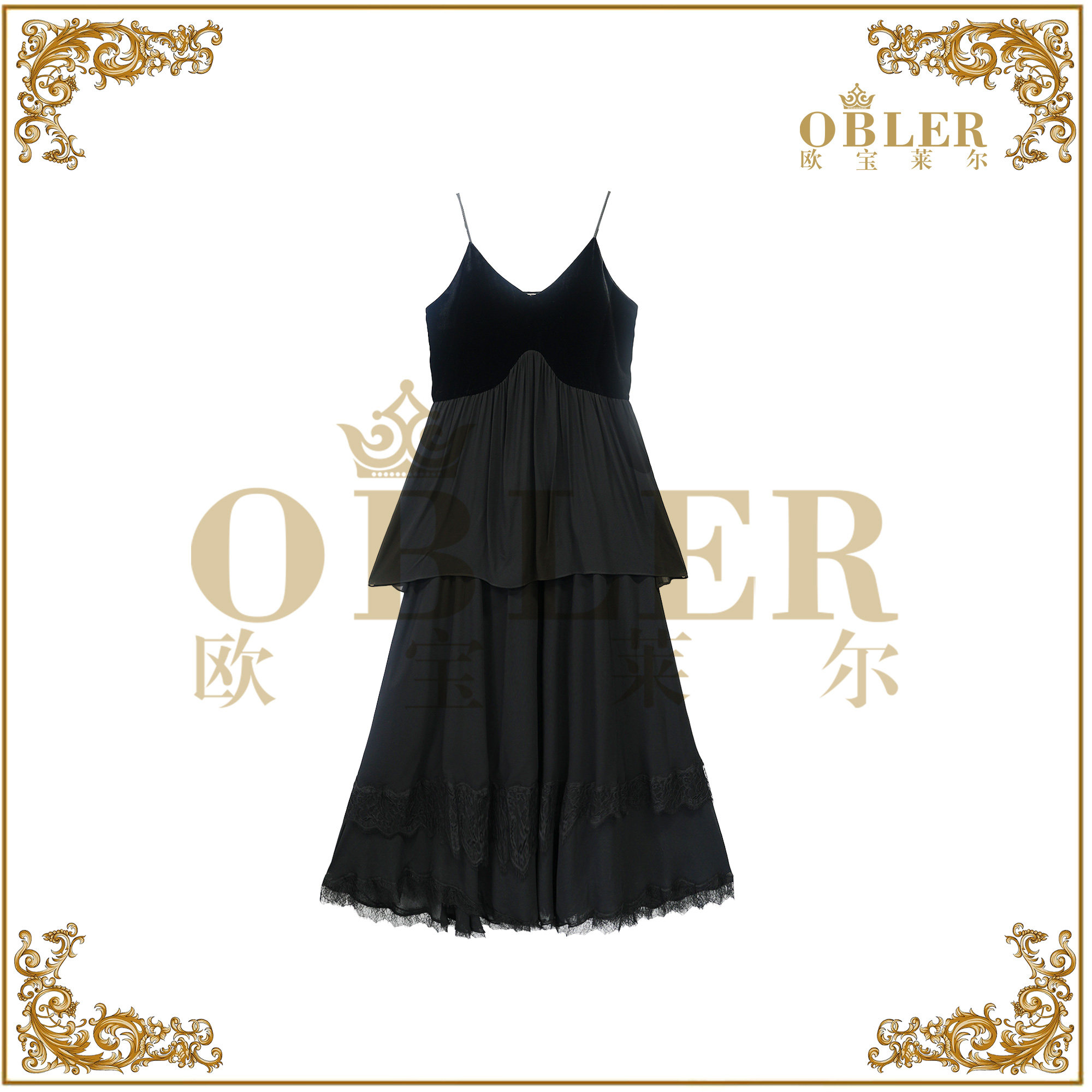 OBLE新款气质轻奢时尚优雅女装吊带裙305-24998