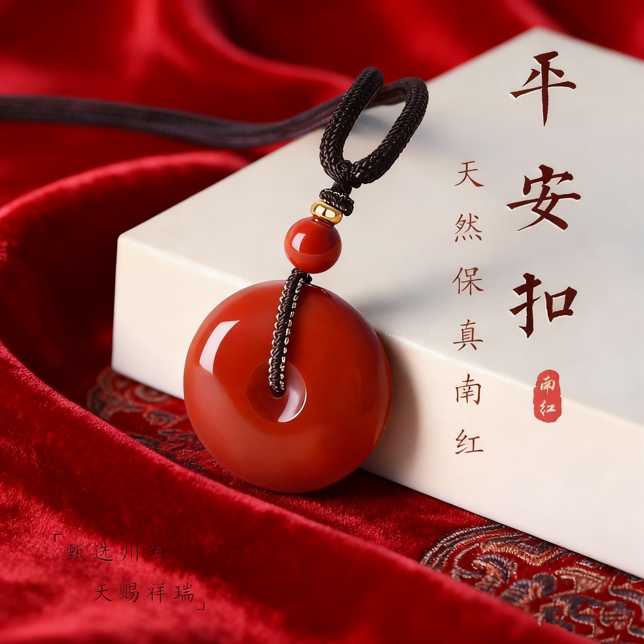 南红玛瑙平安扣吊坠天然凉山柿子红满色满肉火焰纹挂坠情侣礼物
