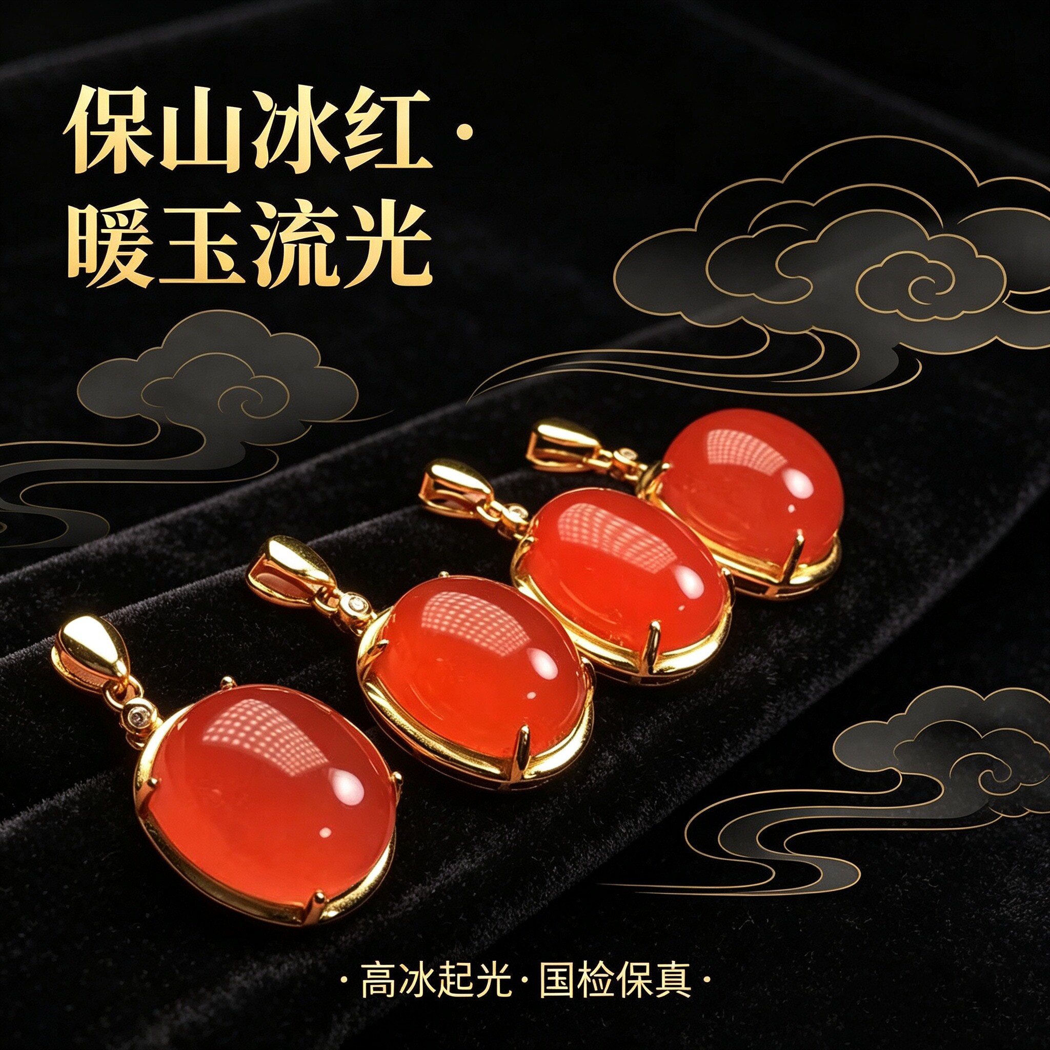 天然保山冰红南红玛瑙吊坠女款单圈项链送女友闺蜜生日礼物