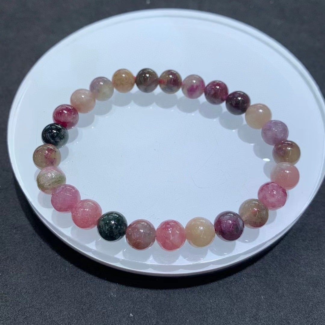 天然碧玺手串散珠子diy饰品配件手工编织手链项链、百搭女款时尚