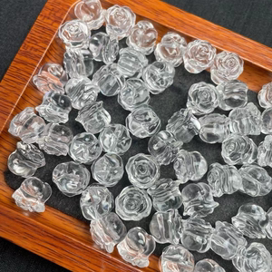 天然白水晶玫瑰花雕刻通孔DIY
