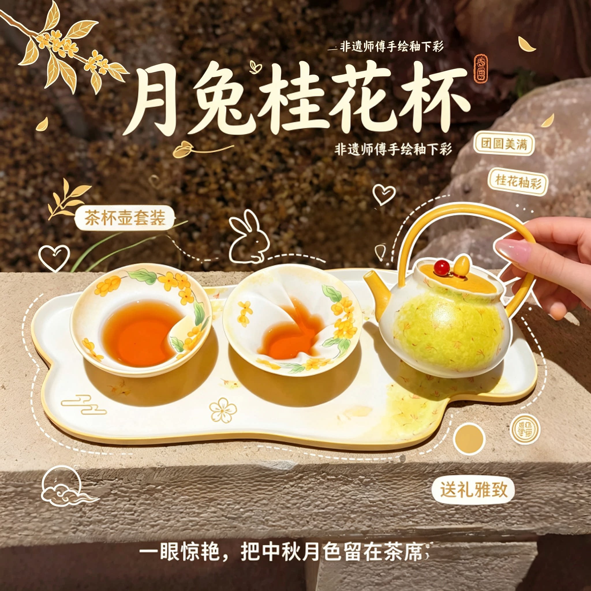 中秋佳礼！一眼惊艳的月兔桂花杯图片