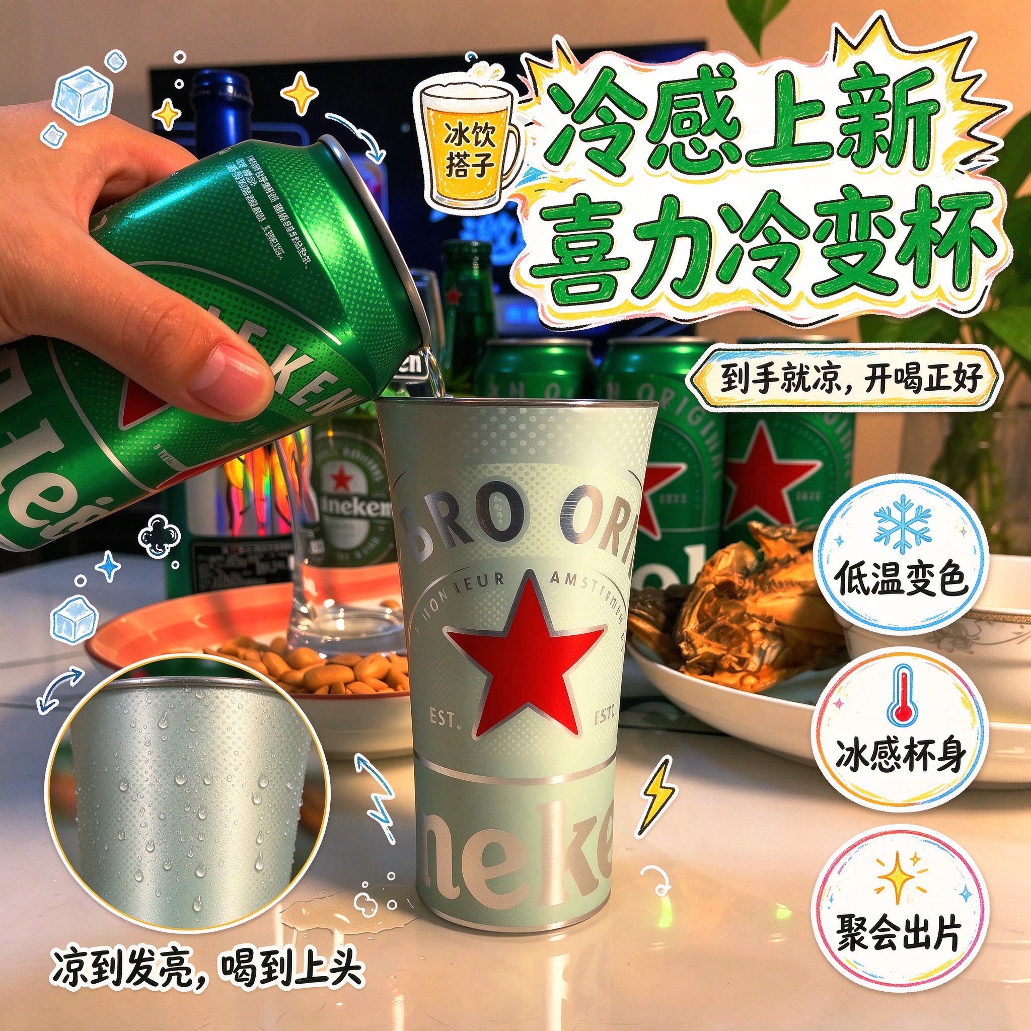 喝出新花样！喜力冷变杯图片