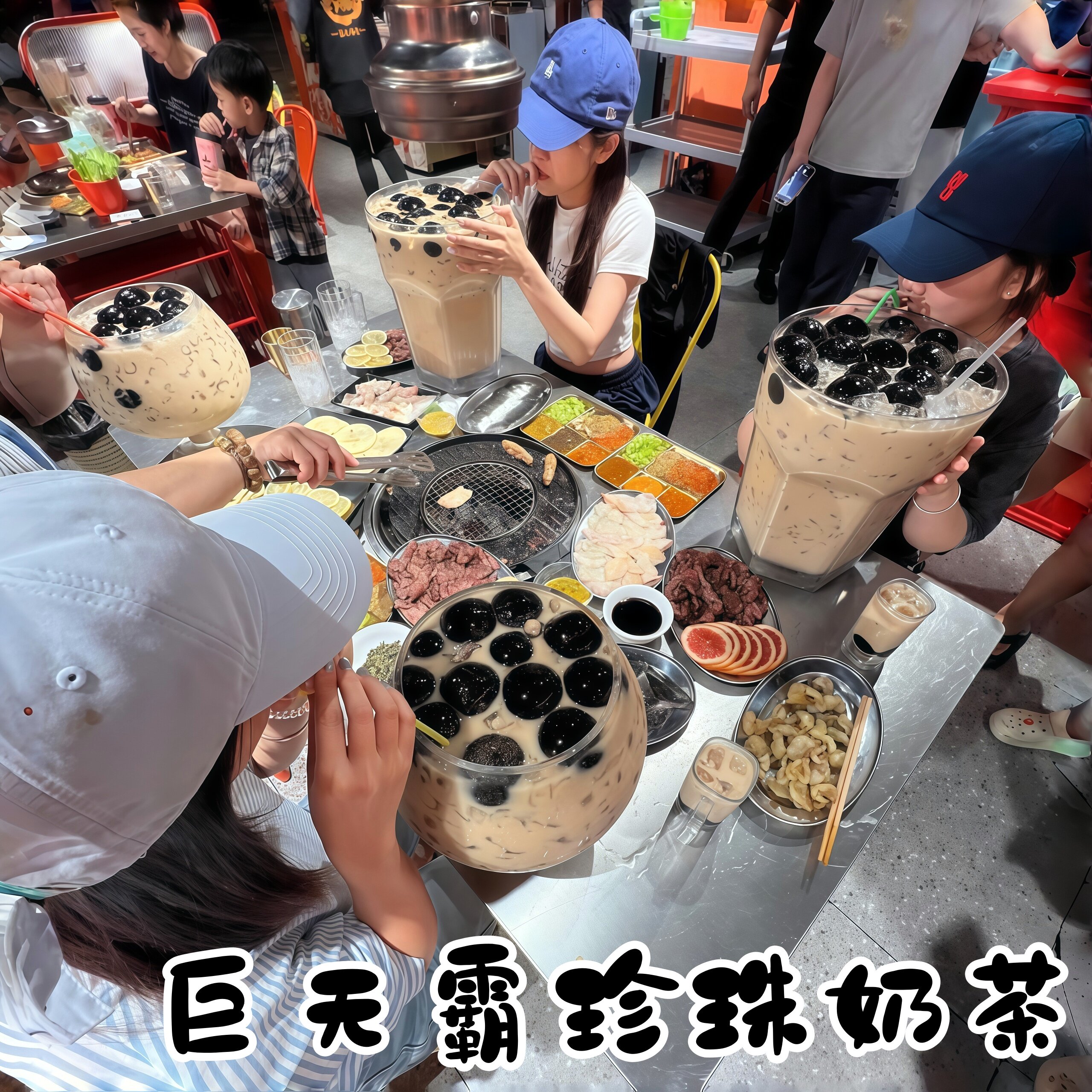 巨无霸珍珠奶茶玻璃杯烤肉店专用图片