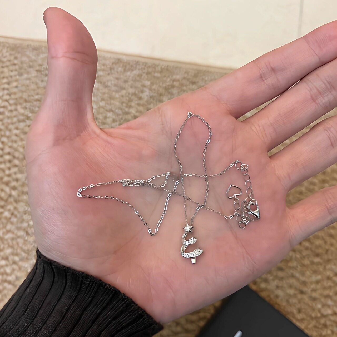 【送闺蜜的许愿树】幸运星圣诞树碎钻项链吊坠女锁骨链圣诞节礼物