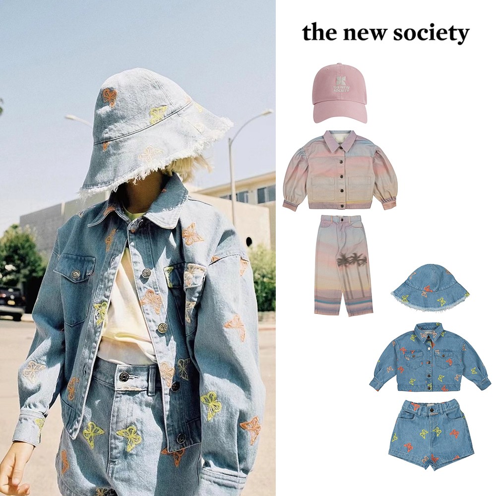 3件4折 the new society SS24春夏儿童牛仔外套裤子棒球帽