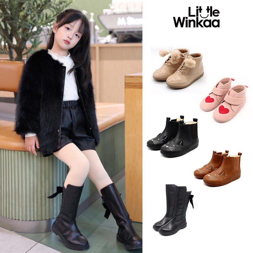 西班牙little winkaa FW24女童皮靴长靴短靴加绒