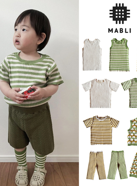 3件5折 英国 mabli SS24春夏儿童针织短袖马甲背心裤子