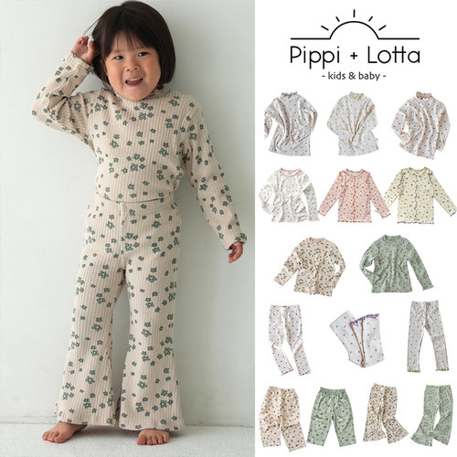 85Z 日本pippi lotta FW25儿童碎花打底衣打底裤套装长裤