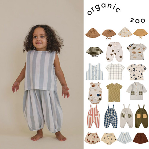 5Z  英国organic zoo 春夏儿童短袖上衣连体衣半裙背带裤帽子