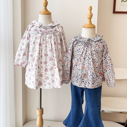 5Z  法国 Marie puce FW25秋冬女宝碎花长袖连衣裙