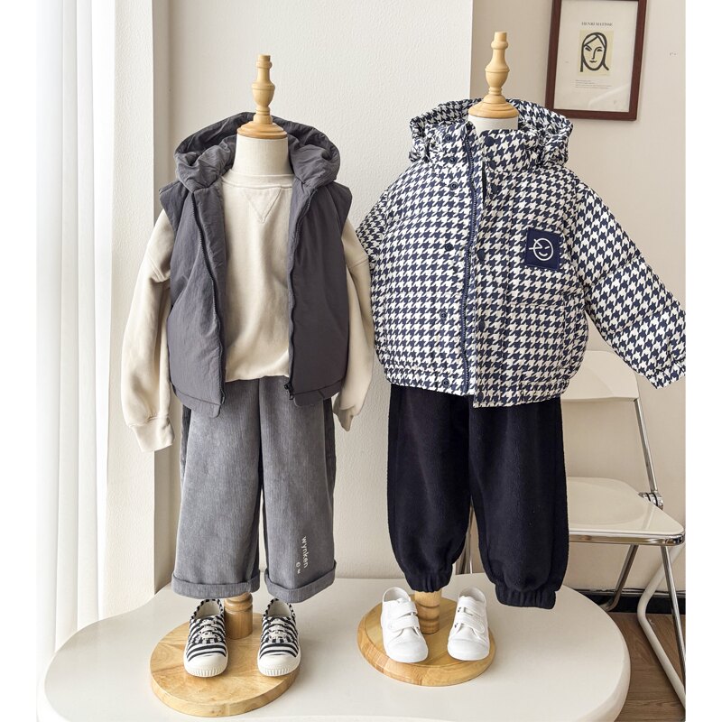 5Z 英国Wynken FW25秋冬儿童千鸟格羽绒服连帽马甲