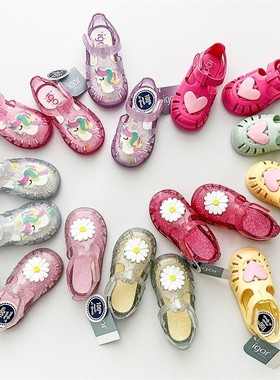 7Z 西班牙IGOR SS25儿童魔术贴包脚心形独角兽凉鞋沙滩鞋