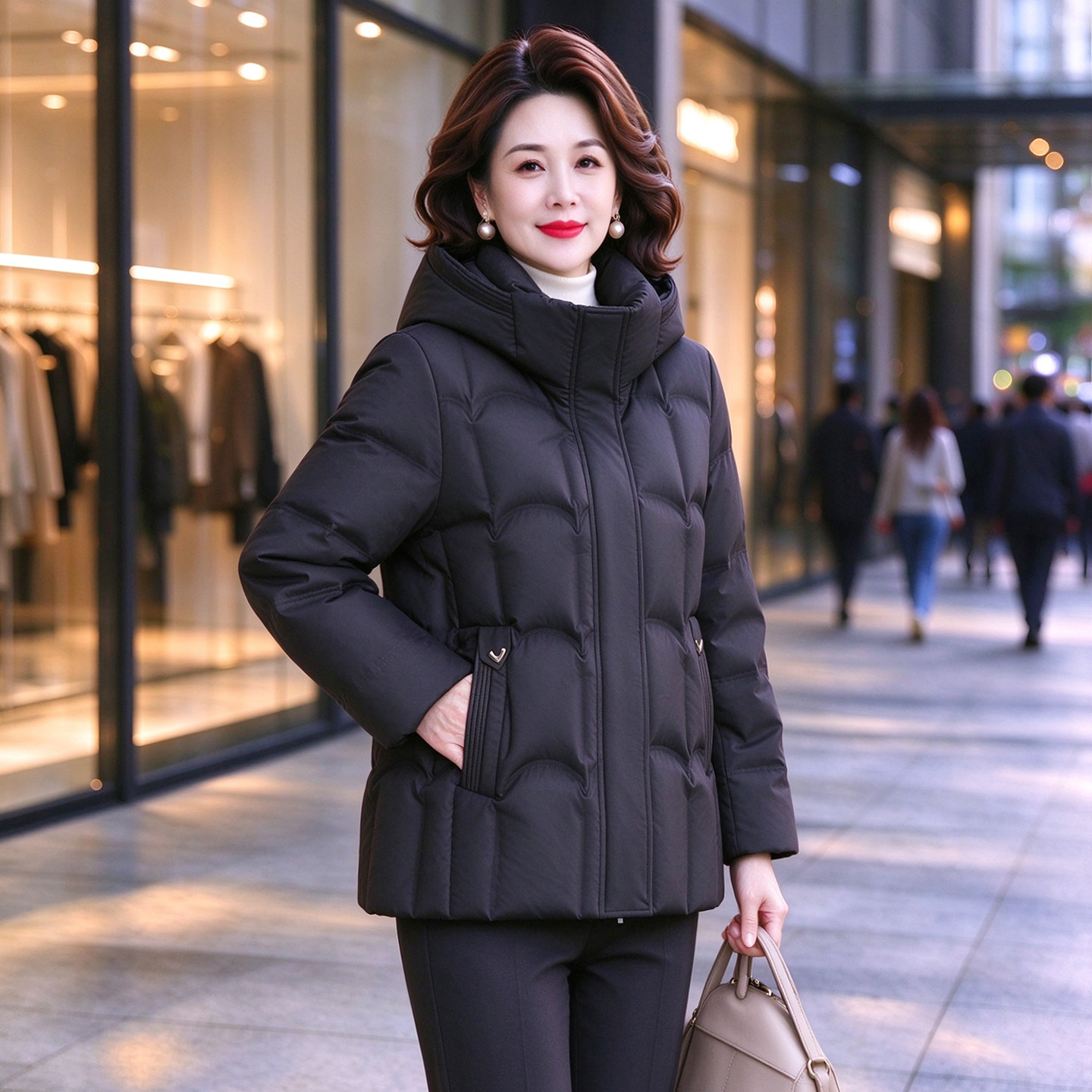 冬季加厚保暖防风短款羽绒外套女