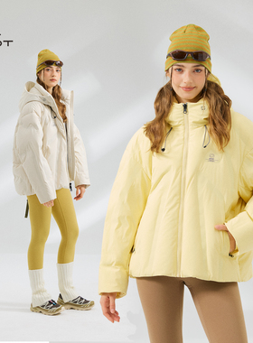 OFOT冬日堡垒 抽绳连帽防风廓形羽绒服秋冬日系极简拉链羽绒外套