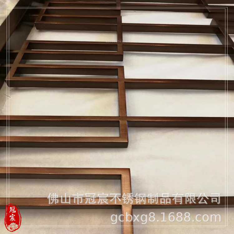 客厅中式不锈钢屏风真空电镀钛金 南京KTV玫瑰金不锈钢屏风花格