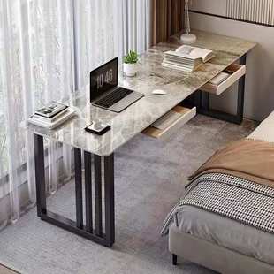 轻奢家用岩板书桌/简约酒店双人办公电脑桌阳台窄条桌床边工作台