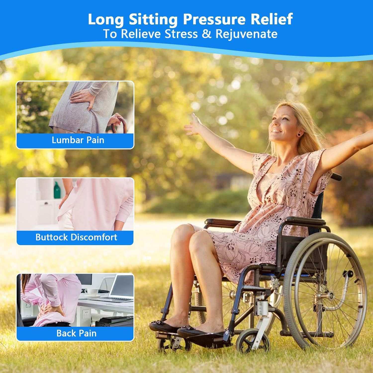 可水洗防滑型轮椅坐垫A26高密度海绵支撑减压坐垫病人专用护理垫