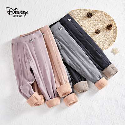 迪士尼儿童棉裤冬季2025新款加厚女童宽松打底裤子冬款保暖直筒裤