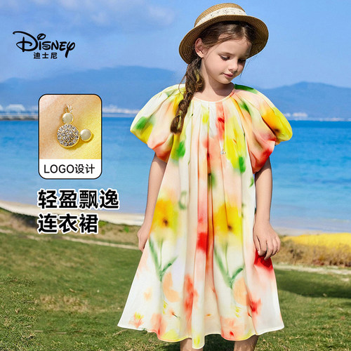 迪士尼女童连衣裙公主裙全棉纯棉