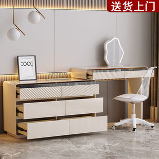 2026新款实木梳妆台斗柜一体现代卧室简约化妆桌小户型收纳储物柜