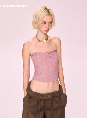 ARCHEDMOON粉色镂空小抹胸内搭女设计感小众甜辣无袖内搭上衣夏秋