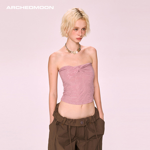 ARCHEDMOON粉色镂空小抹胸内搭女设计感小众甜辣无袖内搭上衣夏秋