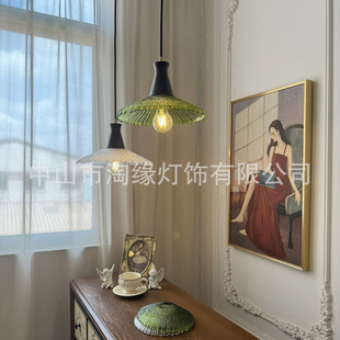 日式复古甜品店吊灯法式中古风餐厅灯咖啡厅橱窗木艺冰盘玻璃吊灯