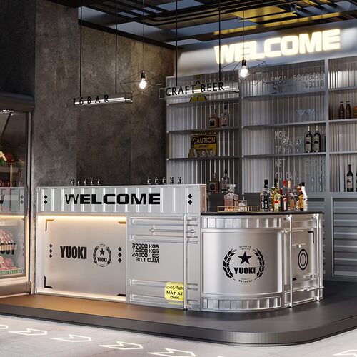 网红潮店工业风小型收银台