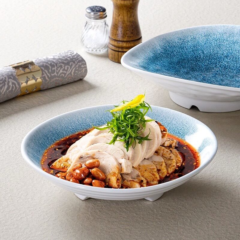 10个装台德密胺餐具仿瓷餐盘塑料盘子商用菜盘酒店饭店餐厅凉菜盘