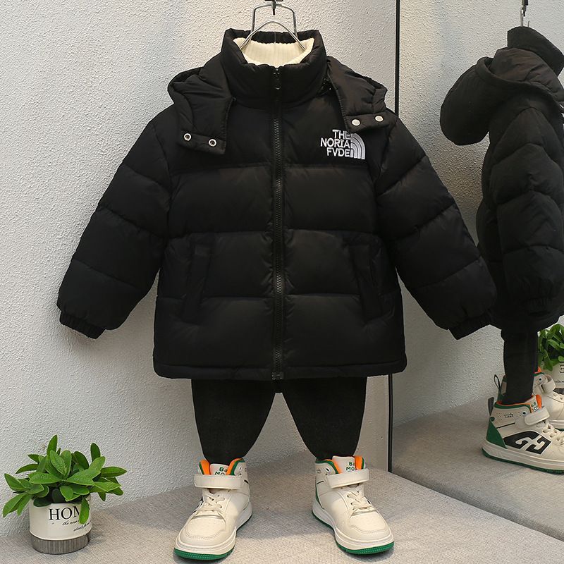 正品亲子童装2025新款儿童防寒服男女童拼色外套中小童加厚款可脱