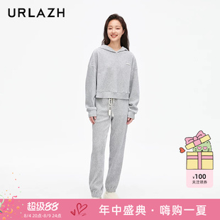 URLAZH有兰新款灯芯绒宽松运动休闲灰色卫裤女IM3PA88