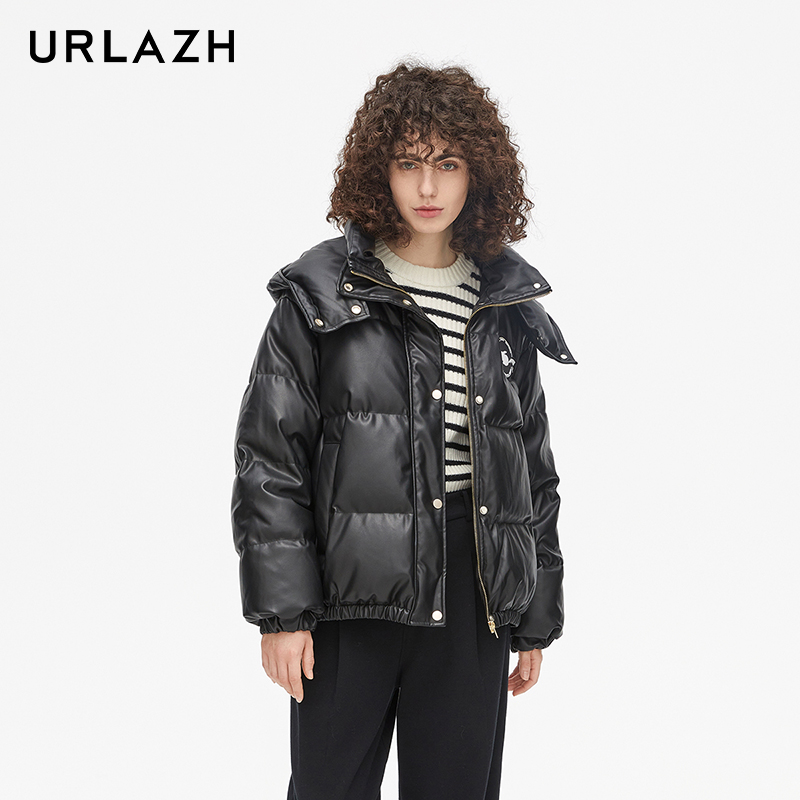 urlazh/有兰黑色短款羽绒服